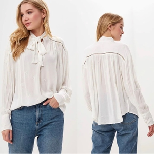 Free People Wishful‎ Moments Tie Neck Top